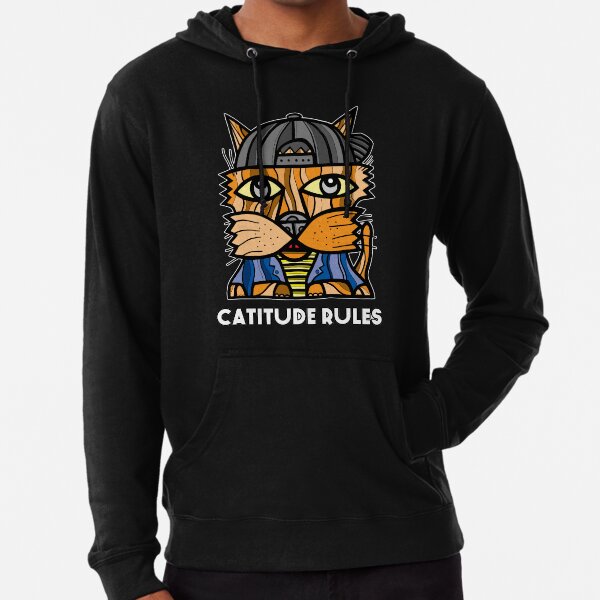 "Catitude Rules" Lightweight Hoodie