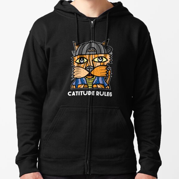 "Catitude Rules" Zipped Hoodie