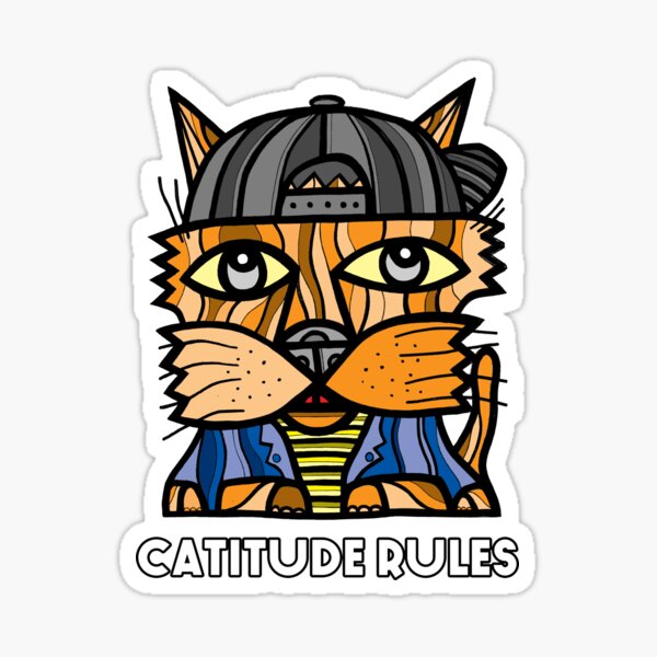 "Catitude Rules" Sticker