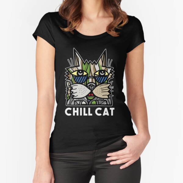 "Chill Cat" Fitted Scoop T-Shirt