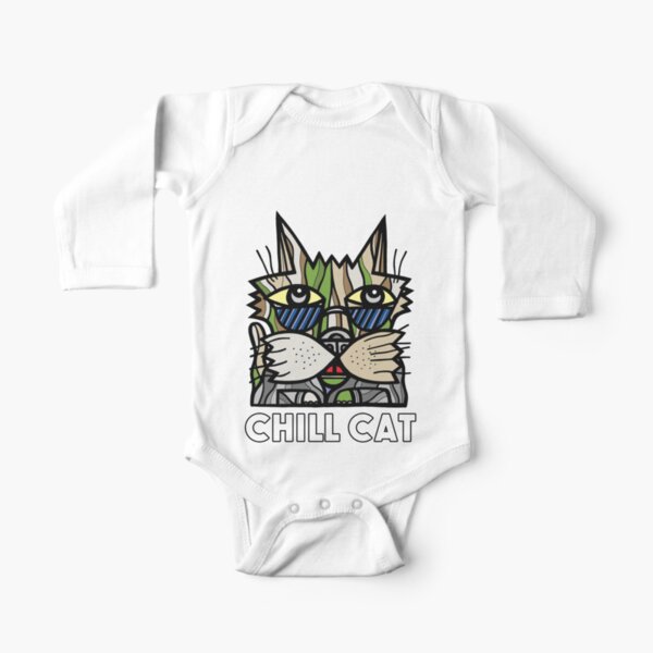 "Chill Cat" Long Sleeve Baby One-Piece