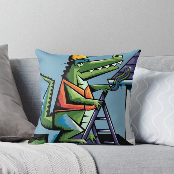 Item preview, Funny Alligator on Ladder Cleaning Gutters designed and sold by Nature's Fancy.