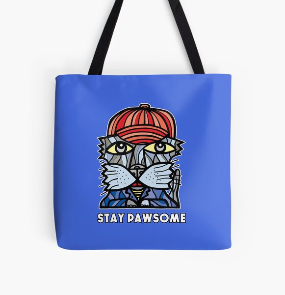 "Stay Pawsome" All Over Print Tote Bag