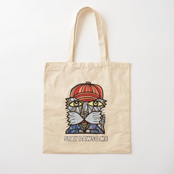 "Stay Pawsome" Cotton Tote Bag