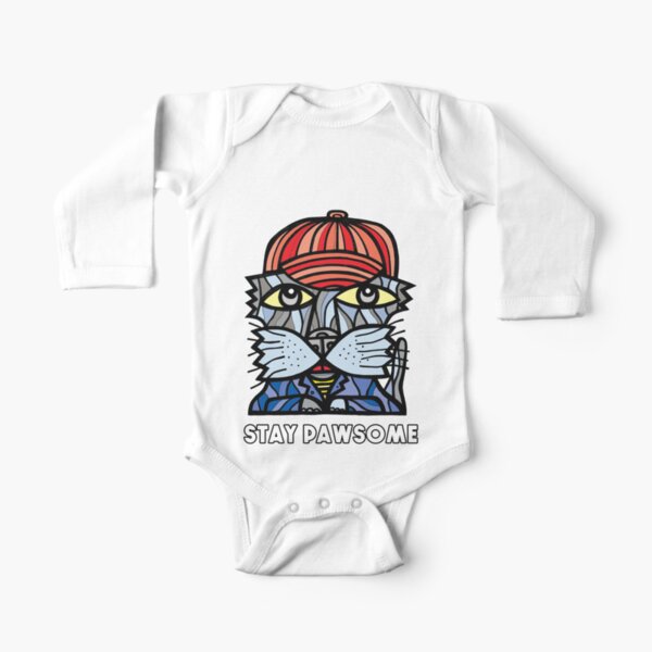 "Stay Pawsome" Long Sleeve Baby One-Piece