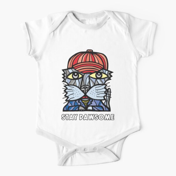 "Stay Pawsome" Short Sleeve Baby One-Piece