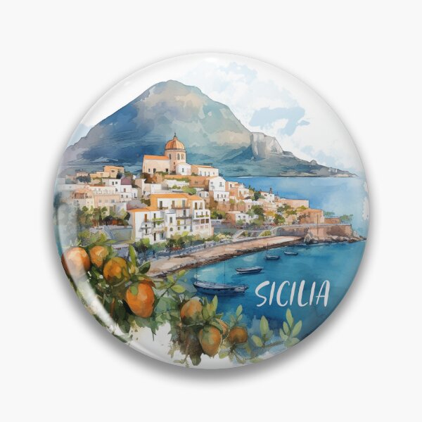 Item preview, Sicilia harbor landscape watercolor  designed and sold by EmeraldeaArt.