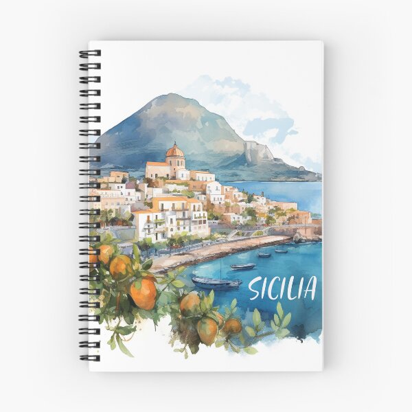 Item preview, Sicilia harbor landscape watercolor  designed and sold by EmeraldeaArt.