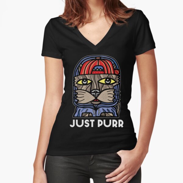 "Just Purr" Fitted V-Neck T-Shirt