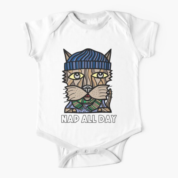 "Nap All Day" Short Sleeve Baby One-Piece