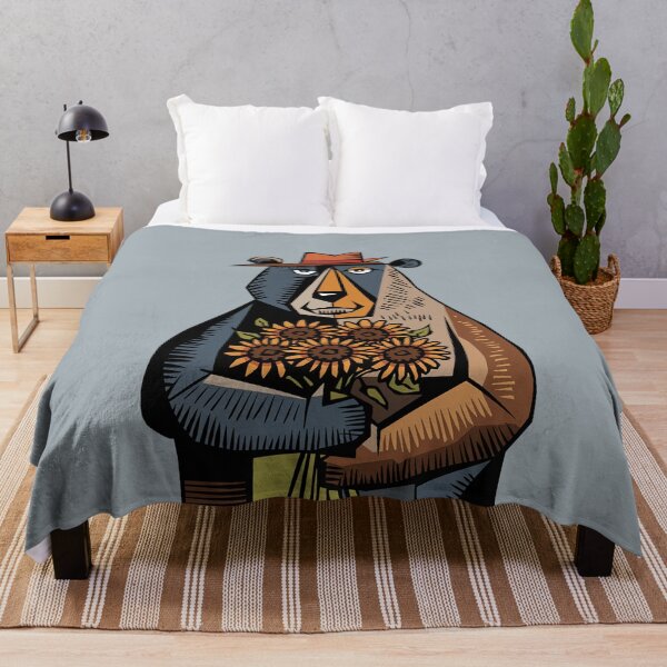 Item preview, Funny Bear Holding Sunflowers Abstract designed and sold by Nature's Fancy.