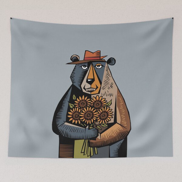 Item preview, Funny Bear Holding Sunflowers Abstract designed and sold by Nature's Fancy.