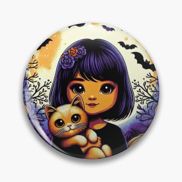Item preview, Cute girl with cat and bats for Halloween designed and sold by richs85.