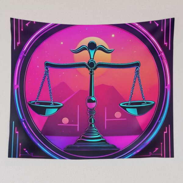 Item preview, Neon Libra Zodiac Art - Vibrant Balance Design designed and sold by ArcaneEternal.