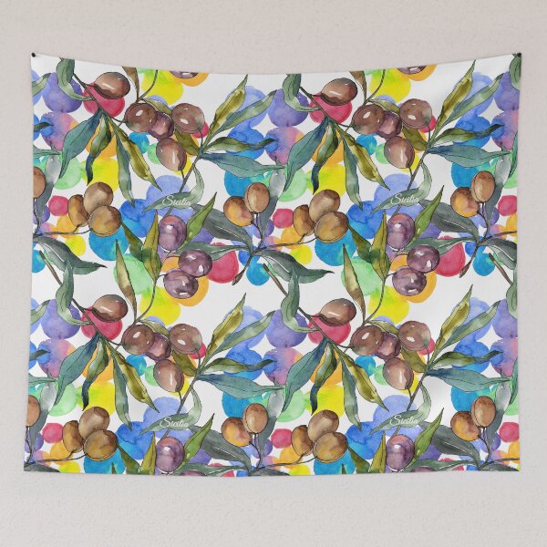 Item preview, Sicilia watercolor colorful olives designed and sold by EmeraldeaArt.