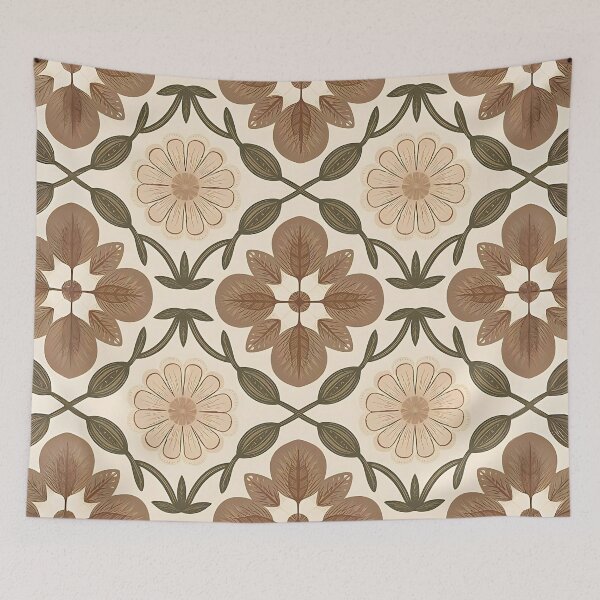 Item preview, Vintage Floral Crochet Pattern in Earthy Tones designed and sold by Dshoppin.