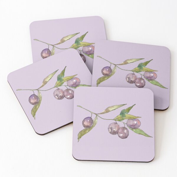 Item preview, purple Olive branch watercolor designed and sold by EmeraldeaArt.