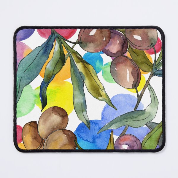 Item preview, watercolor colorful olives: branches and leaves designed and sold by EmeraldeaArt.