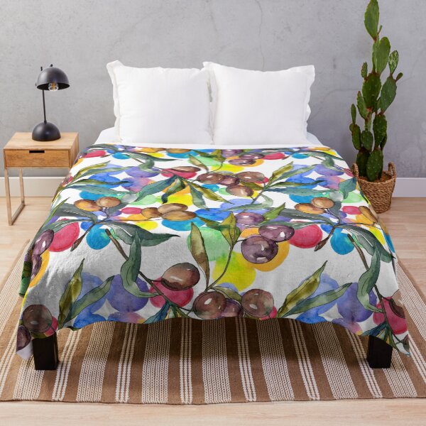 Item preview, watercolor colorful olives: branches and leaves designed and sold by EmeraldeaArt.
