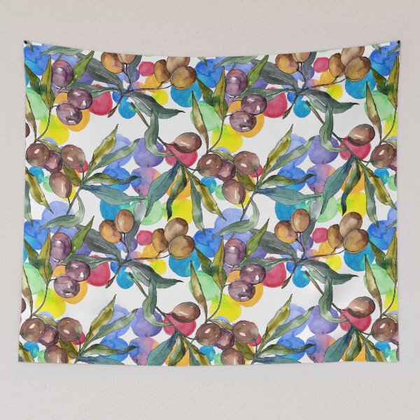 Item preview, watercolor colorful olives: branches and leaves designed and sold by EmeraldeaArt.