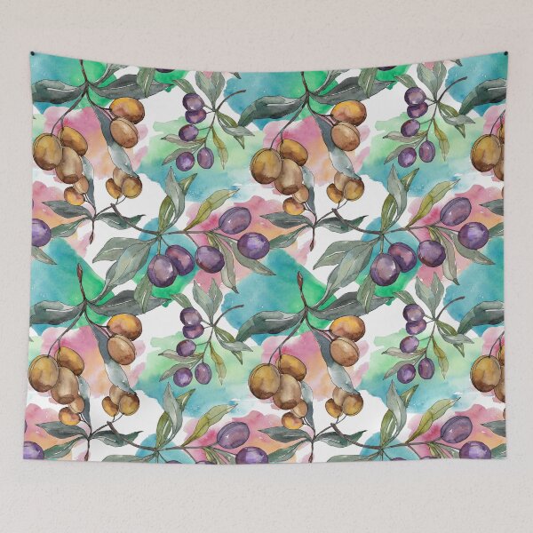 Item preview, olives: purple and green watercolor style designed and sold by EmeraldeaArt.