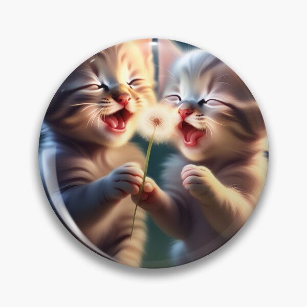 Item preview, Two Cute Laughing Little Baby Kittens with Dandelion designed and sold by Sticker-Tree.