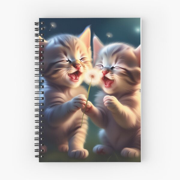 Item preview, Two Cute Laughing Little Baby Kittens with Dandelion designed and sold by Sticker-Tree.