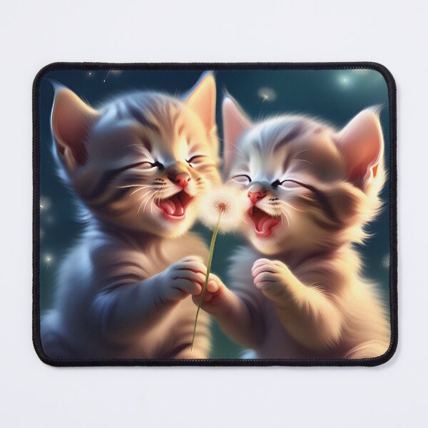 Item preview, Two Cute Laughing Little Baby Kittens with Dandelion designed and sold by Sticker-Tree.
