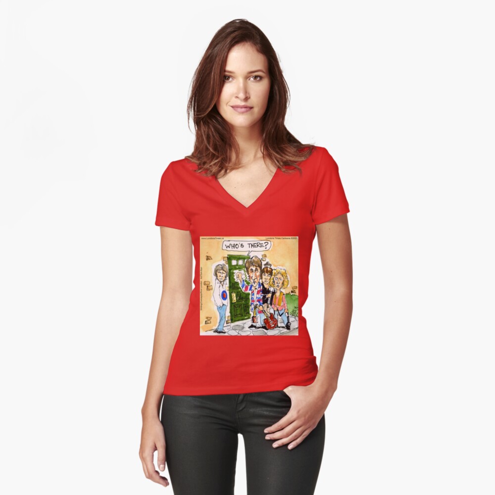 Item preview, Fitted V-Neck T-Shirt designed and sold by ltcartoons.