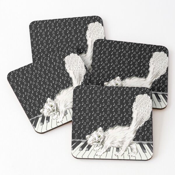 Item preview, White Cat on Piano Keys Music Notes designed and sold by DeerSpirit.