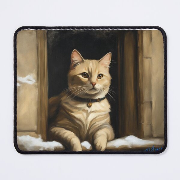 Item preview, Beige Cat in Snowy Window Oil Painting designed and sold by N. E. FRECHETTE.