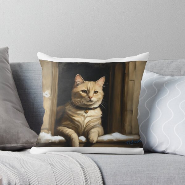 Item preview, Beige Cat in Snowy Window Oil Painting designed and sold by N. E. FRECHETTE.
