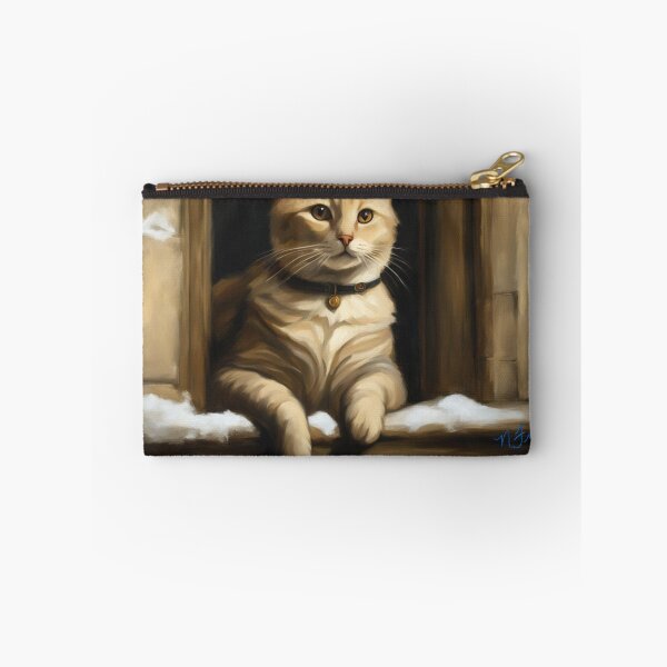 Item preview, Beige Cat in Snowy Window Oil Painting designed and sold by N. E. FRECHETTE.