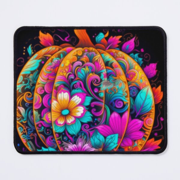 Item preview, Neon Floral Decorative Pumpkin: A Dazzling Twist on Autumn Décor designed and sold by HalloweenMStore.