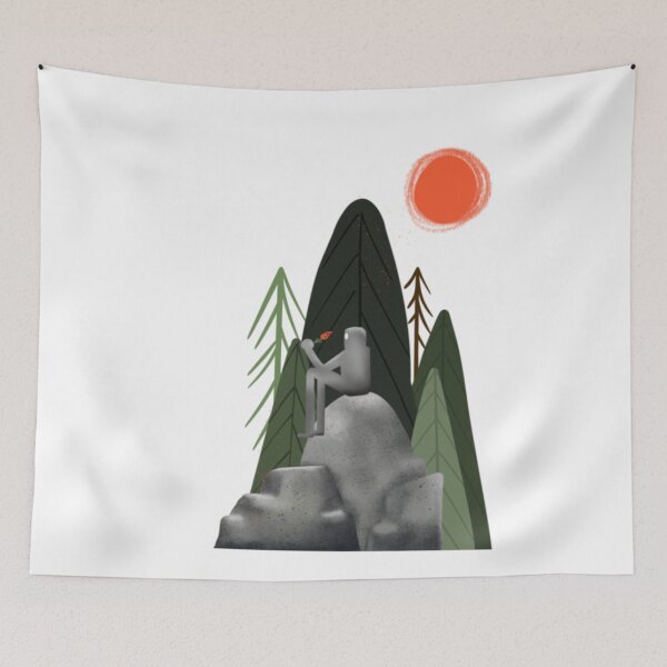 Item preview, The wild robot sitting. Forest, stone, flower.  designed and sold by KateArt26.