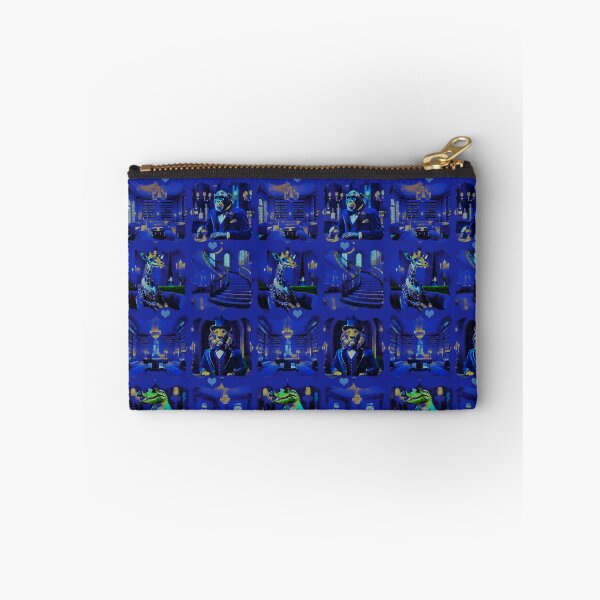 Aperçu de l'œuvre Ménagerie en velours surréaliste bleu créée et vendue par pinebluedesign.