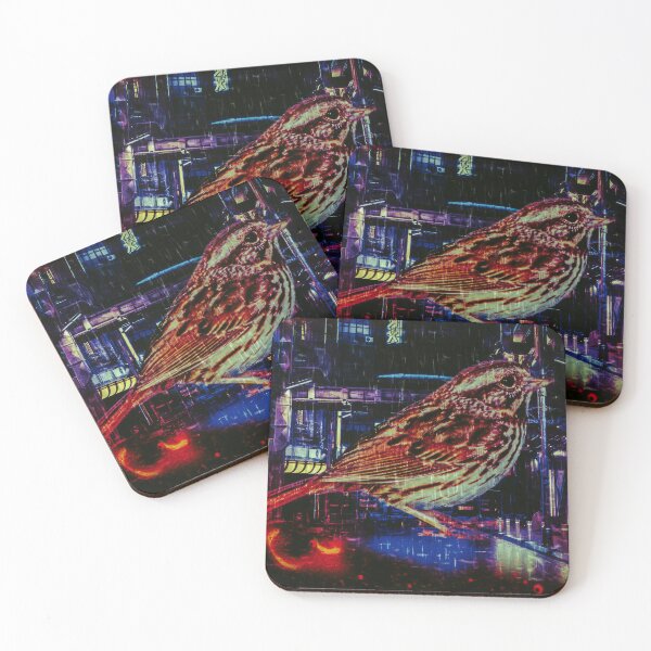 Item preview, Cyberpunk Sparrow in Neon Cityscape  designed and sold by CSturgill2.