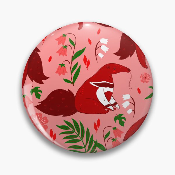 Item preview, red anteater cute animal floral  designed and sold by Gossip Rag.