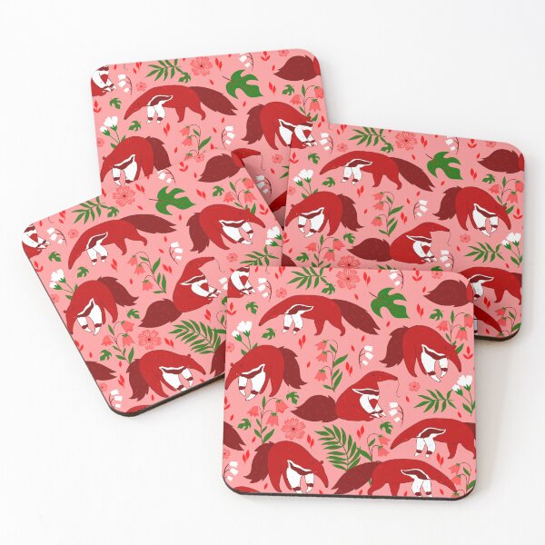 Item preview, red anteater cute animal floral  designed and sold by Gossip Rag.