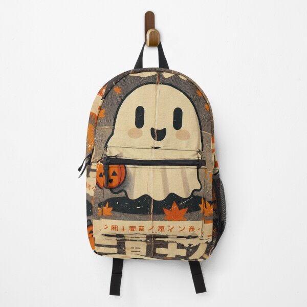 Item preview, Vintage Japanese Kawaii Ghost with Pumpkin | Retro Halloween Poster designed and sold by IAPICTURE.