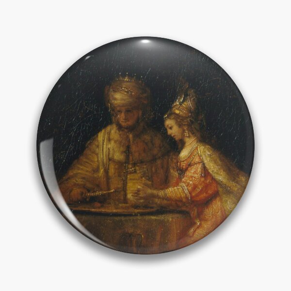 Item preview, Ahasuerus Haman Esther Rembrandt Biblical Baroque Oil Painting designed and sold by VintageArchive.