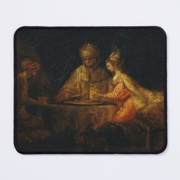 Item preview, Ahasuerus Haman Esther Rembrandt Biblical Baroque Oil Painting designed and sold by VintageArchive.