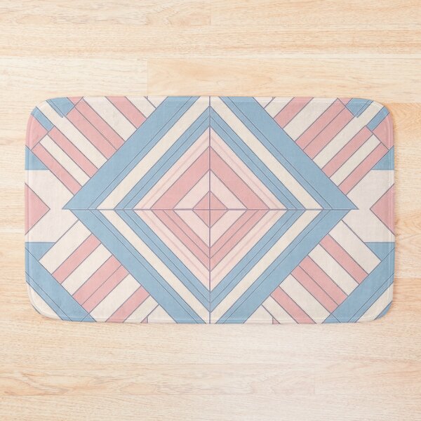 Item preview, A symmetrical design of intersecting lines, triangles, and squares in shades of pink, blue, and white. designed and sold by HEMRO.