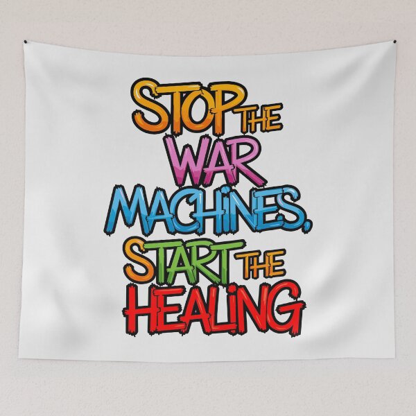 Item preview, Anti-War art – "Stop the War Machines, Start the Healing" – Multicolor Typography Design designed and sold by paulo silveira.