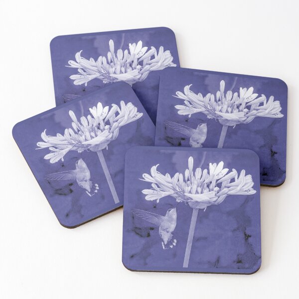 Item preview, Blue Monochrome Hummingbird and Flower.   designed and sold by CarolM.