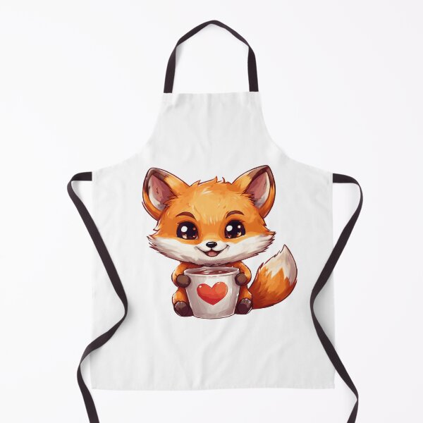 Item preview, Cute Fox in kawaii chibi style drinking coffee designed and sold by AdrianMDesigns.