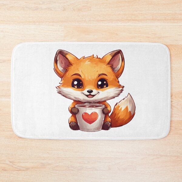 Item preview, Cute Fox in kawaii chibi style drinking coffee designed and sold by AdrianMDesigns.