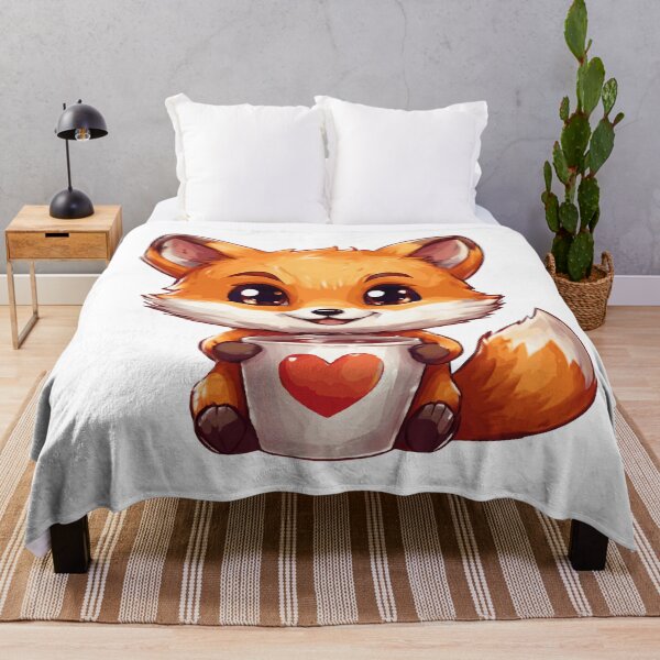 Item preview, Cute Fox in kawaii chibi style drinking coffee designed and sold by AdrianMDesigns.