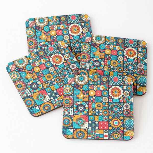 Item preview, Bright Colored Dots And Squares Printed designed and sold by Myra365Art.