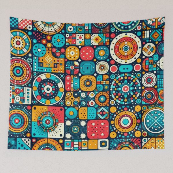 Item preview, Bright Colored Dots And Squares Printed designed and sold by Myra365Art.